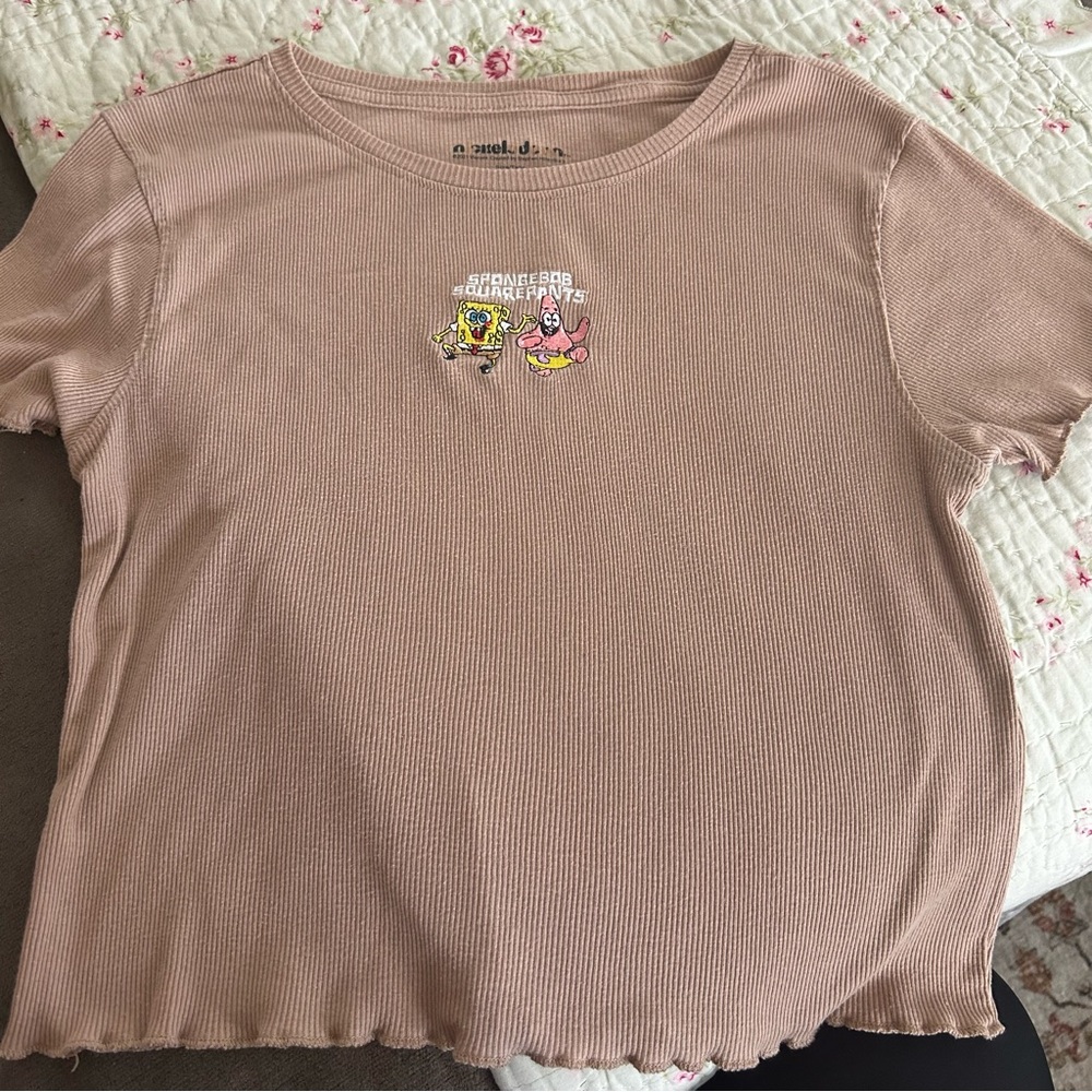 Nickelodeon Beige Embroidered SpongeBob T-Shirt
